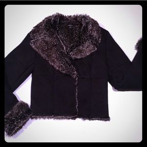 Fur & Suede Leather Look Coat